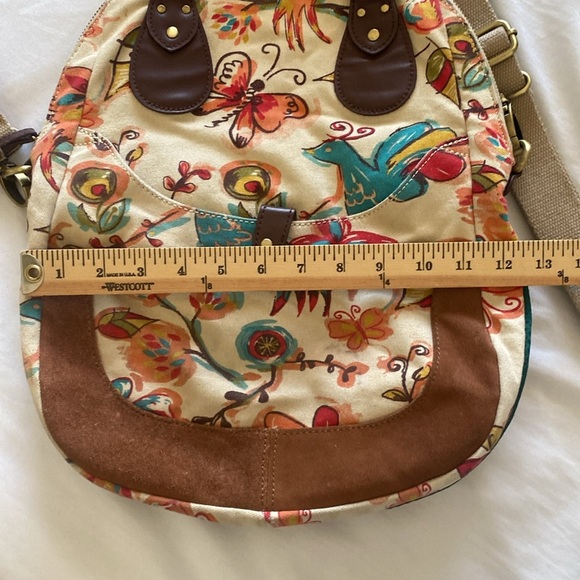 Lucky Brand Floral Beige Canvas Women's Bag with Leather/Suede Accents - Picture 15 of 16